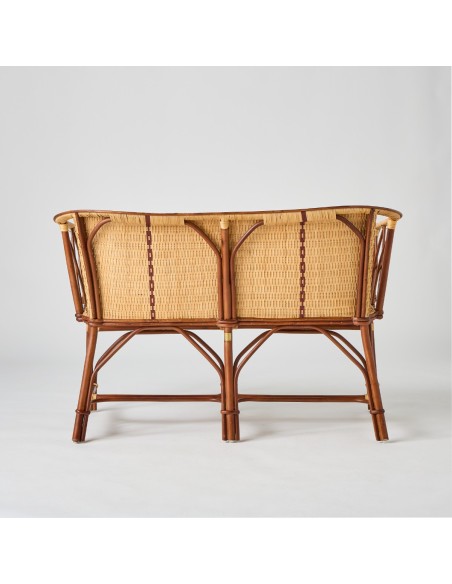 Back view Bagatelle woven rattan bench seat
