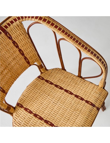 Top view rattan seat and armrest table armchair Bagatelle collection