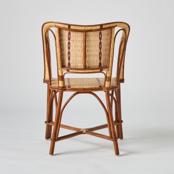 back view rattan table armchair Bagatelle