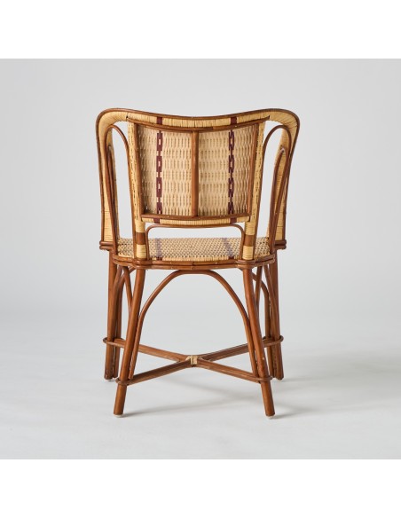 back view rattan table armchair Bagatelle