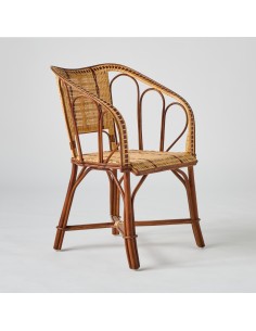 Fauteuil de table en rotin tressé avec liserés rouges Bagatelle