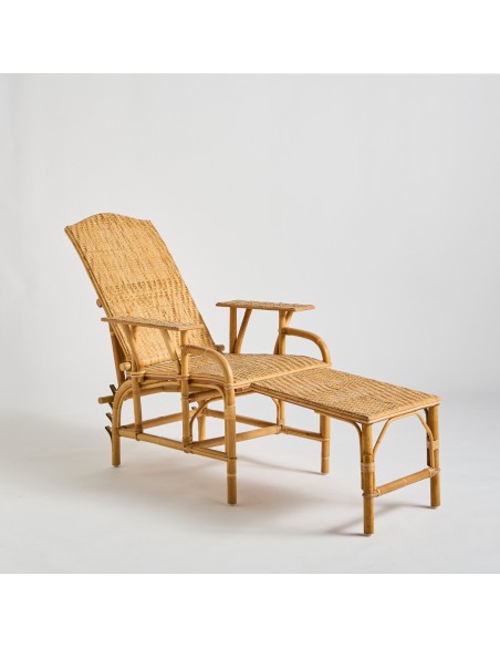 Chaise longue en rotin grand-mère