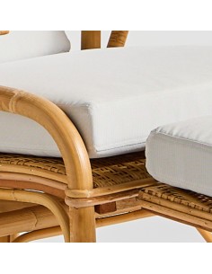 Coussin pour chaise longue en rotin grand-mère tissu gris 2