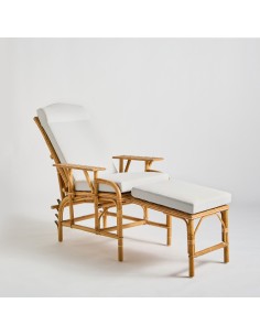 Rattan chaise longue cushion grandma grey fabric