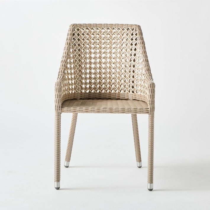 Vue de face du fauteuil de table en résine pour l'extérieur Antibes récif