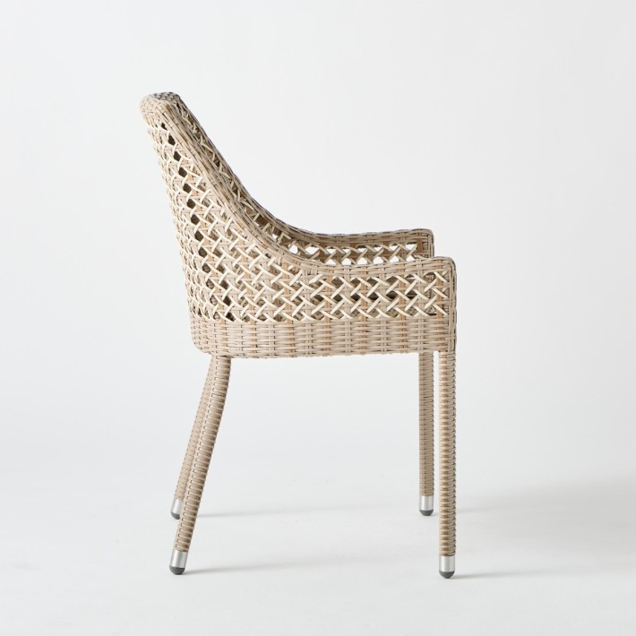 Vue de profil fauteuil de table en résine pour l'extérieur Antibes récif