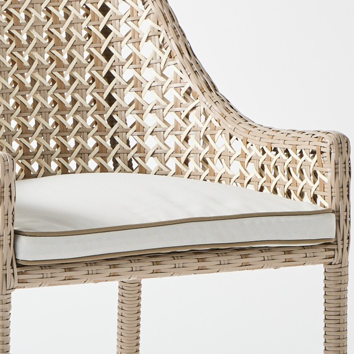 Zoom grey fabric seat cushion for resin table armchair Antibes reef collection