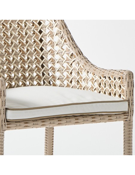 Zoom coussin d'assise tissu gris pour fauteuil de table en résine collection Antibes récif