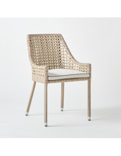 Zoom coussin d'assise tissu gris pour fauteuil de table en résine collection Antibes récif 2