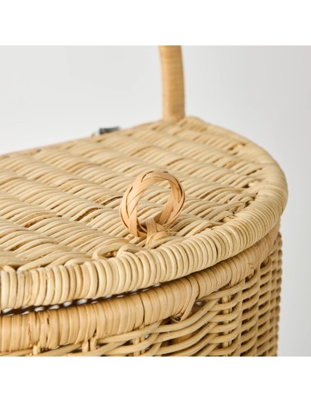 Zoom detail lid rattan shopping trolley with wheels KOK MAISON unique piece