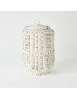 White lacquered laundry basket with lid archive d'atelier KOK MAISON