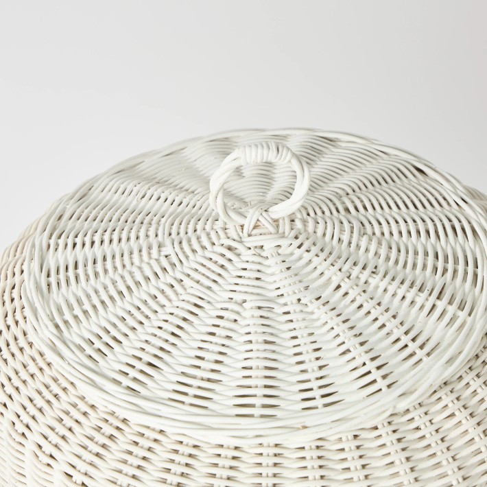 Detail of rattan laundry basket lid - unique piece KOK MAISON