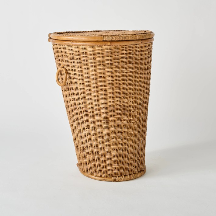 Large rattan laundry basket unique vintage piece KOK MAISON