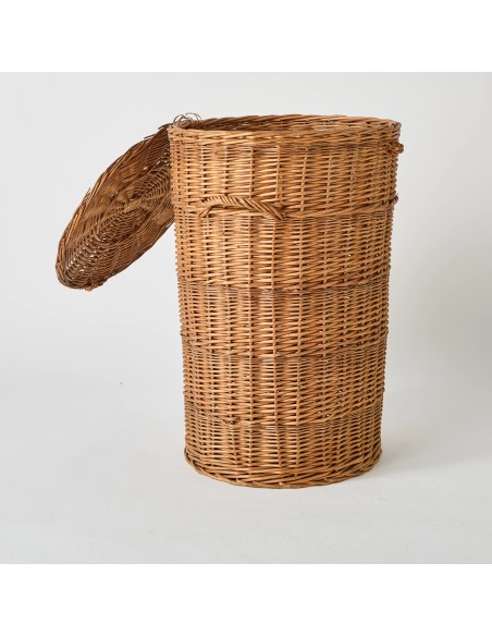 Ouverture couvercle pièce unique grand panier à linge en osier KOK MAISON