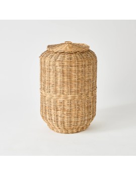 Panier à linge vintage en rotin pièce unique