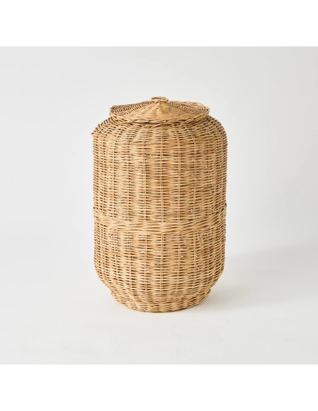 Panier à linge vintage en rotin pièce unique