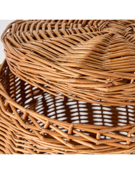 Détail ouverture couvercle en osier panier à linge vintage KOK maison