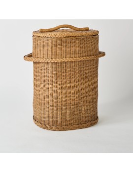 Grand panier à linge avec couvercle en rotin pièce unique archive d'atelier KOK maison
