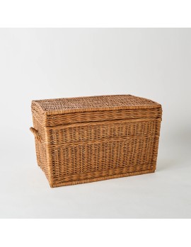 Coffre rectangulaire en osier pièce unique vintage KOK MAISON