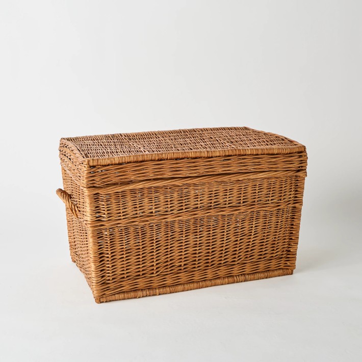 Coffre rectangulaire en osier pièce unique vintage KOK MAISON