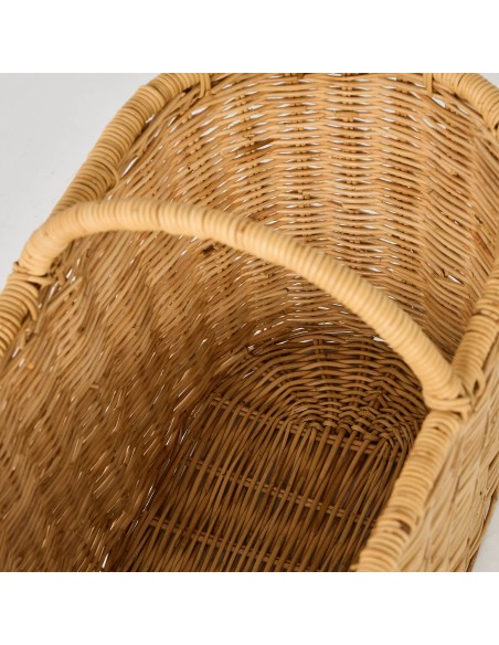 Interior view of vintage bottle basket from Kok Maison