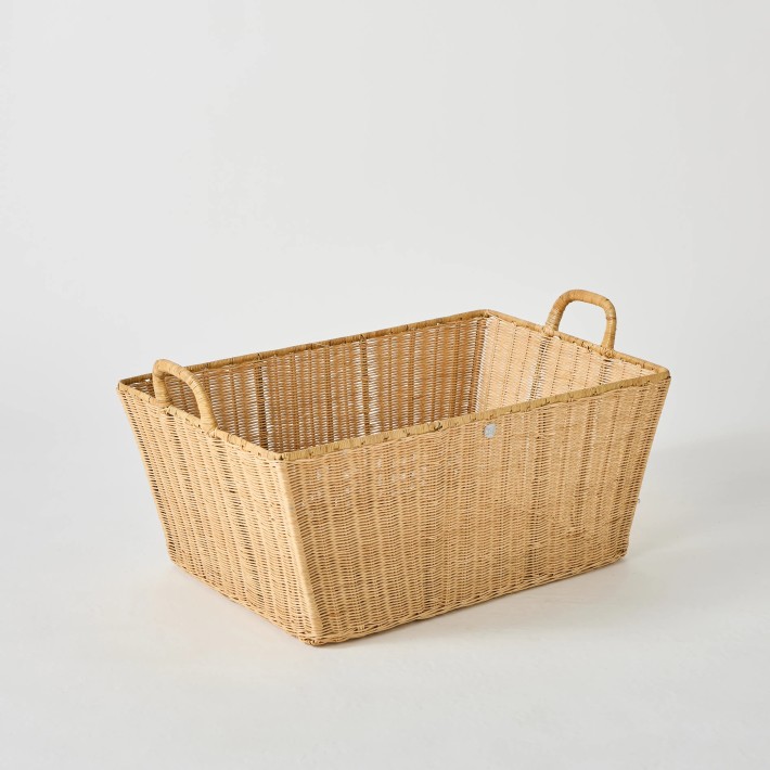 Vintage rattan laundry basket from Kok Maison workshop archive