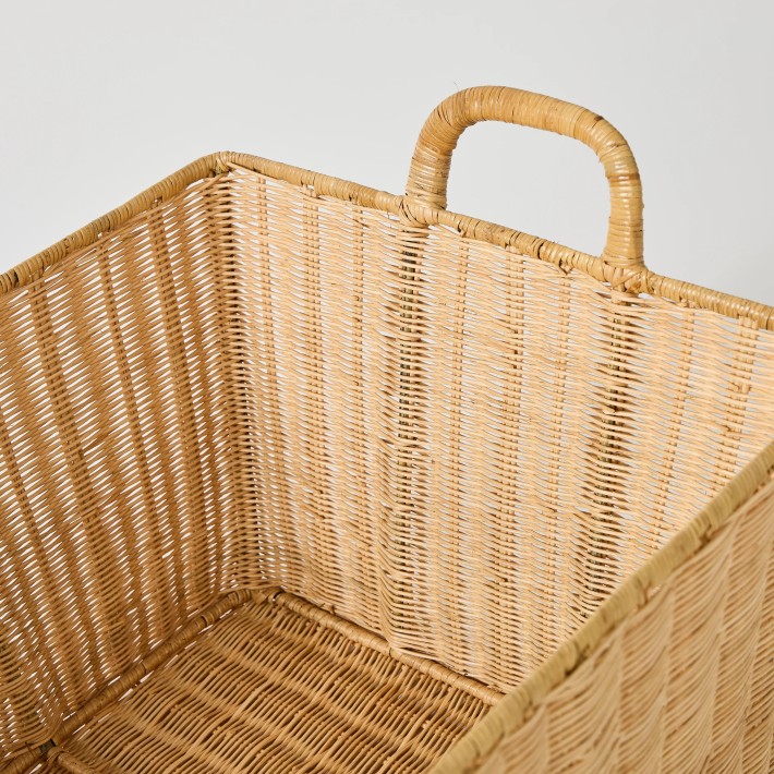 Détail anse panière en rotin pièce unique vintage KOK MAISON