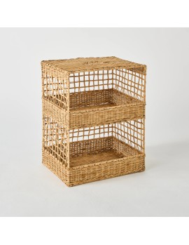 Small rattan shelf with vintage metal frame, unique piece, Kok Maison