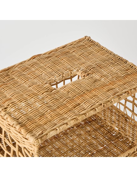 small rattan shelf with carrying handle for workshop archive storage, Kok Maison