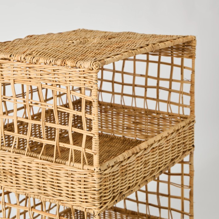 Detail of rattan weaving on metal frame