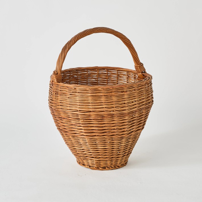 Large deep wicker basket for storage, unique piece, kok maison