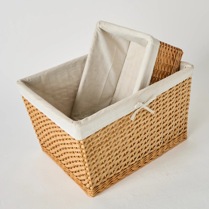 Ensemble de deux panier en rotin avec housse intérieur d'archives d'atelier KOK maison