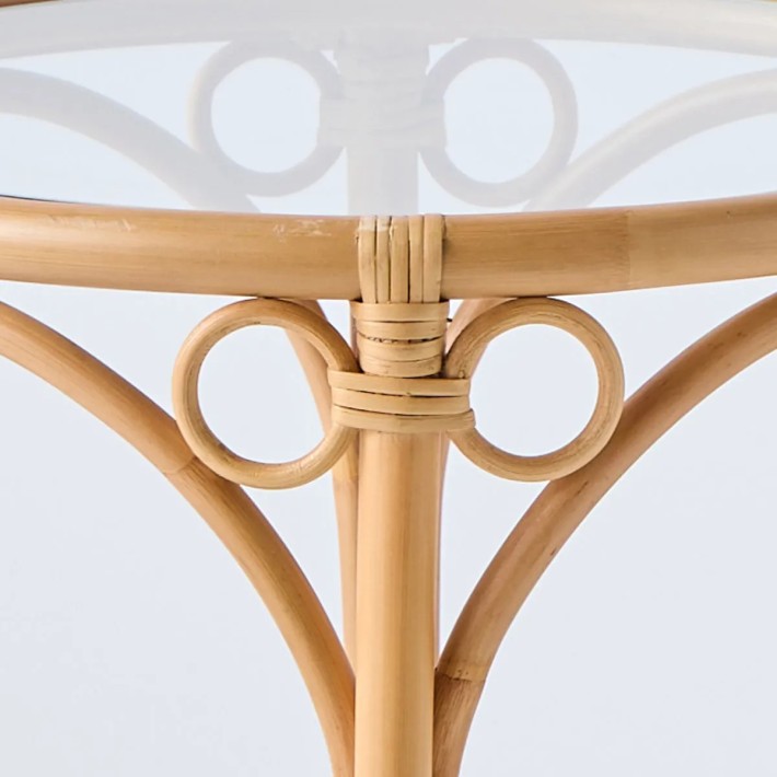 Détail cercle de rotin collection de table basse gingko