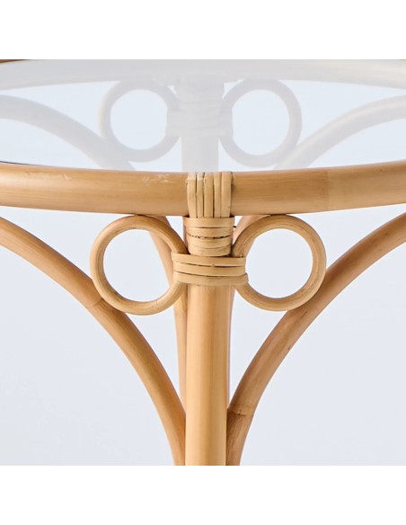 Détail cercle de rotin collection de table basse gingko