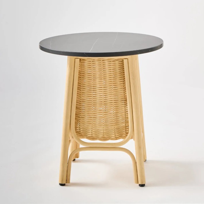 Rattan coffee table with 50 cm diameter laminated top