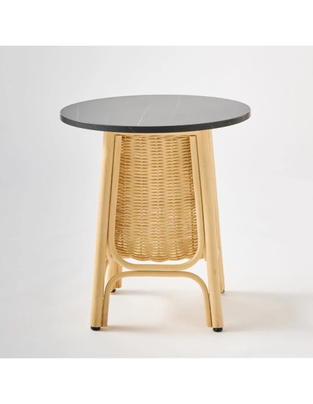 Table basse rotin design Corridor petit modèle plateau stratifié