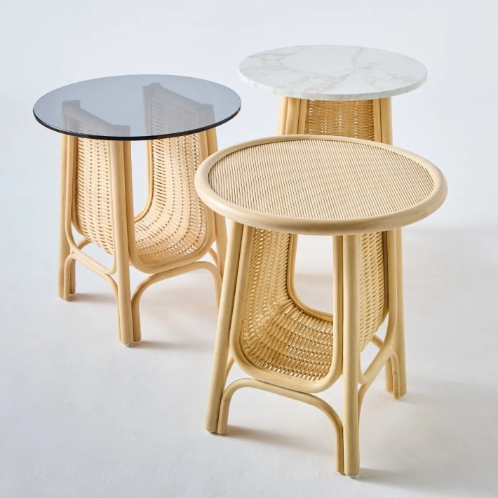 Table basse rotin design Corridor petit modèle plateau stratifié