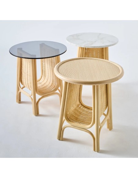 Table basse rotin design Corridor petit modèle plateau stratifié