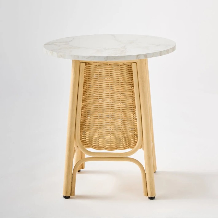 Rattan coffee table with 50 cm diameter laminated top