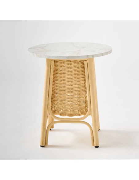 Rattan coffee table with 50 cm diameter laminated top