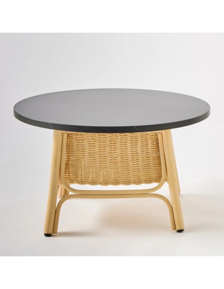 Table basse rotin design Corridor grand modèle plateau stratifié