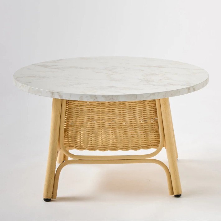 Rattan coffee table with 70 cm diameter laminated top
