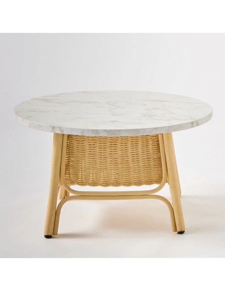 Rattan coffee table with 70 cm diameter laminated top