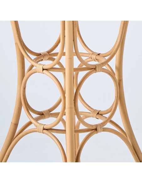 Detail of rattan cane on the leg of a gingko dining table, diameter 70 cm