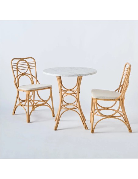 Ensemble table de repas avec chaises gingko en canne de rotin naturelle chez KOK maison