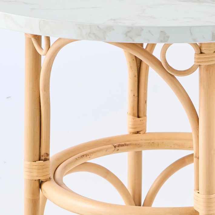 Détail canne de rotin courbes table basse collection gingko