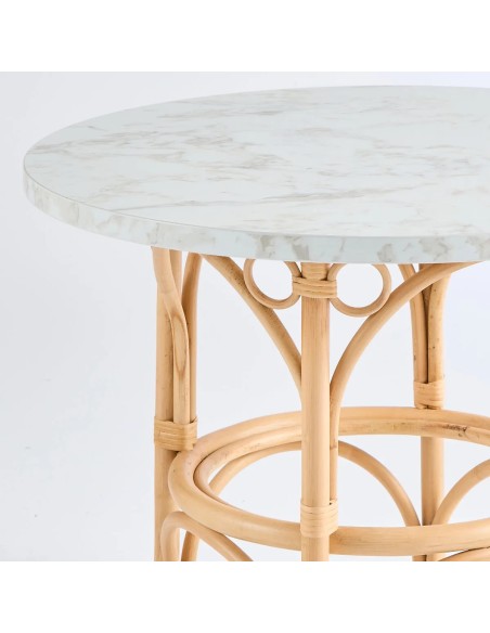 Detail of white marble-effect laminate top gingko coffee table at KOK maison