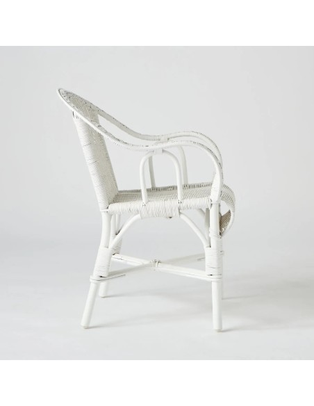 Profil fauteuil de table en rotin tressé primavera laqué blanc chez kok maison