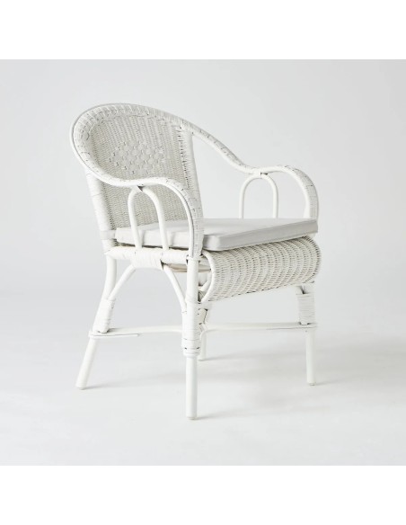 Option seat cushion for woven rattan table chair in white lacquer from the Primavera collection