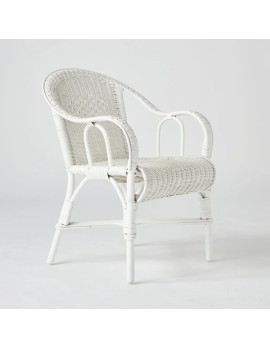 Fauteuil en rotin tressé laqué blanc collection primavera
